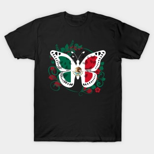 Mexican Flag Butterfly Mexican Womens Girls Cinco De Mayo T-Shirt